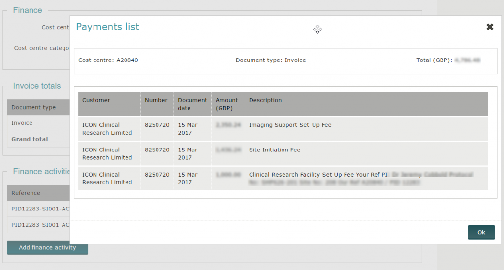 Payment list